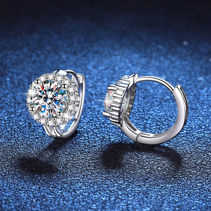 Moissanite Hoop Earrings 925 Sterling Silver Diamond-Cut Wedding Gift For Women