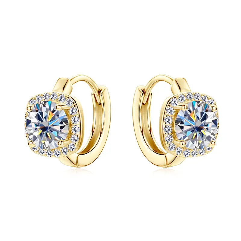Moissanite Hoop Earrings 925 Sterling Silver Huggie For Women Girls Dainty