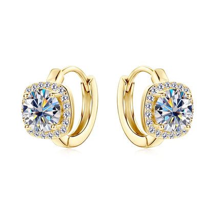 Moissanite Hoop Earrings 925 Sterling Silver Huggie For Women Girls Dainty