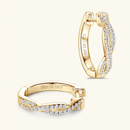 Moissanite Hoop Earrings 925 Sterling Silver Twist Small Hoops For Women