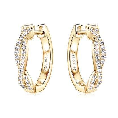 Moissanite Hoop Earrings 925 Sterling Silver Twist Small Hoops For Women