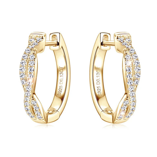 Moissanite Hoop Earrings 925 Sterling Silver Twist Small Hoops For Women