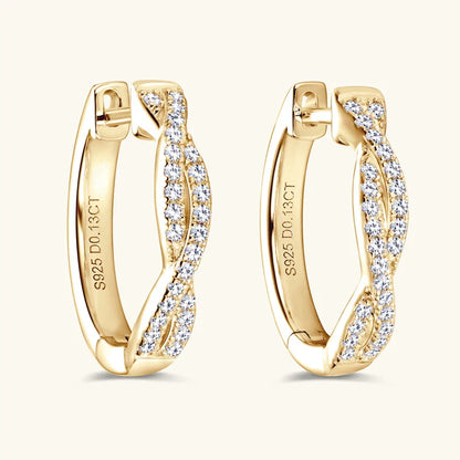 Moissanite Hoop Earrings 925 Sterling Silver Twist Small Hoops For Women