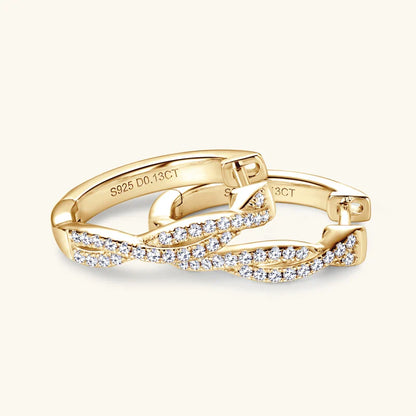 Moissanite Hoop Earrings 925 Sterling Silver Twist Small Hoops For Women