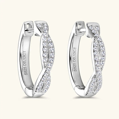 Moissanite Hoop Earrings 925 Sterling Silver Twist Small Hoops For Women