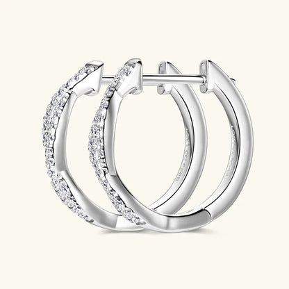 Moissanite Hoop Earrings 925 Sterling Silver Twist Small Hoops For Women