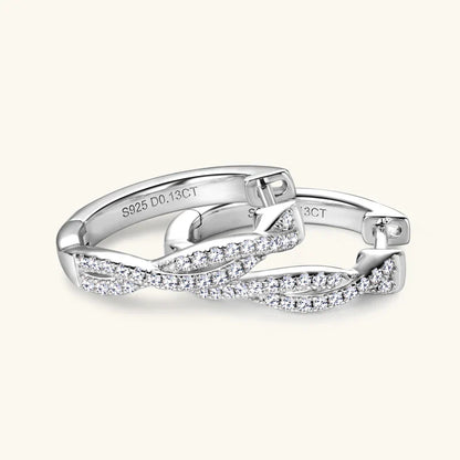Moissanite Hoop Earrings 925 Sterling Silver Twist Small Hoops For Women