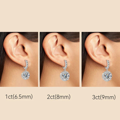 Moissanite Hoop Huggie Earrings 925 Sterling Silver Dangle Drop 3ct 2ct