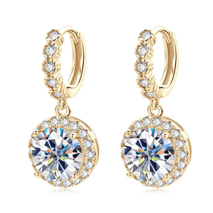 Moissanite Hoop Huggie Earrings 925 Sterling Silver Dangle Drop 3ct 2ct