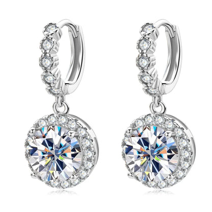 Moissanite Hoop Huggie Earrings 925 Sterling Silver Dangle Drop 3ct 2ct