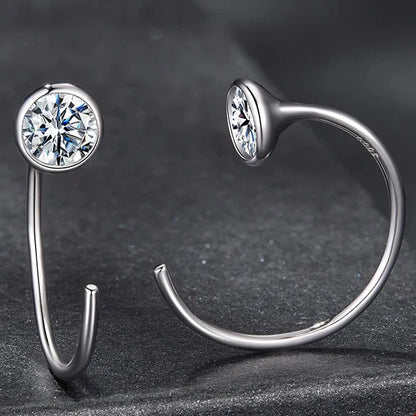 Moissanite Huggie Hoop Earrings 925 Sterling Silver Diamond Cut Dainty Hoops