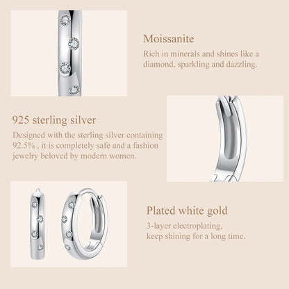 Moissanite Huggie Hoop Earrings For Women 925 Sterling Silver Gold Plated