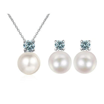 Moissanite Necklace Earrings Set Sterling Silver 925 Wedding Jewelry Gift