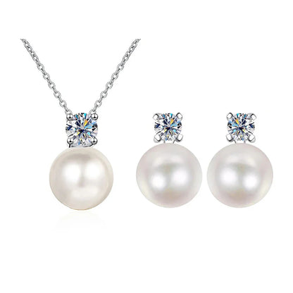 Moissanite Necklace Earrings Set Sterling Silver 925 Wedding Jewelry Gift