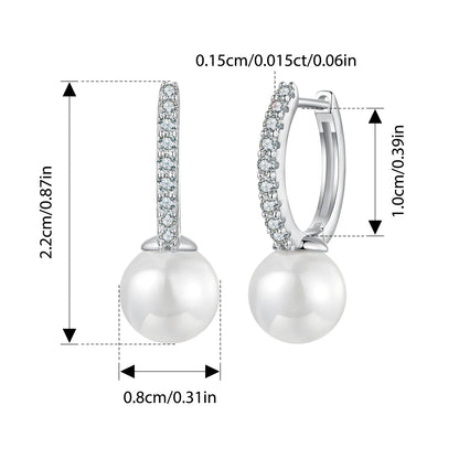Moissanite Pearl Drop Earrings 925 Sterling Silver Shell Hoop Wedding Gift