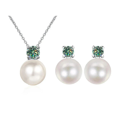 Moissanite Necklace Earrings Set Sterling Silver 925 Wedding Jewelry Gift