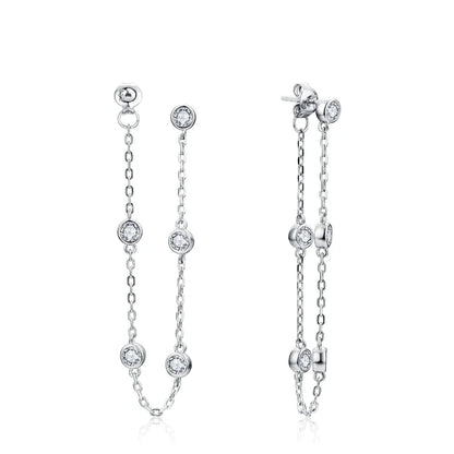 Moissanite Round Stud Earrings 3.5mm D/VVS1 Sterling 925 Silver Drop
