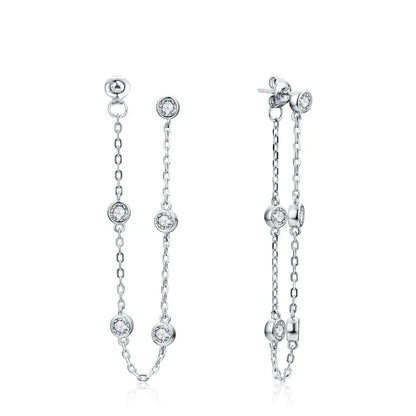 Moissanite Round Stud Earrings 3.5mm D/VVS1 Sterling 925 Silver Drop
