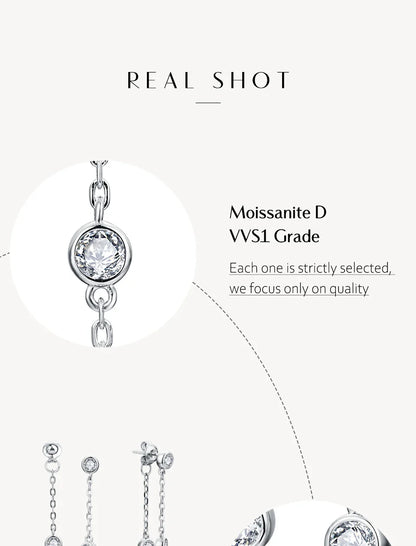 Moissanite Round Stud Earrings 3.5mm D/VVS1 Sterling 925 Silver Drop