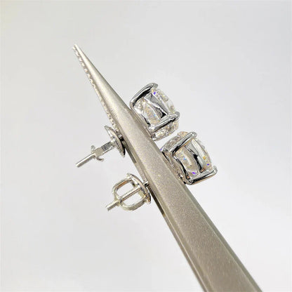 Moissanite Screw-Back Stud Earrings 0.5-2CT Four-Prong S925 Sterling Silver