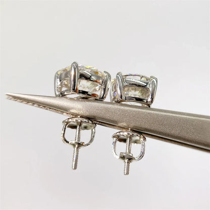 Moissanite Screw-Back Stud Earrings 0.5-2CT Four-Prong S925 Sterling Silver