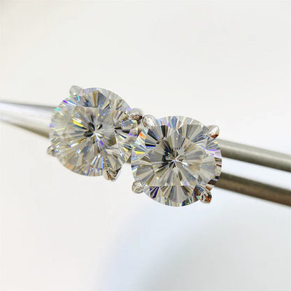 Moissanite Screw-Back Stud Earrings 0.5-2CT Four-Prong S925 Sterling Silver