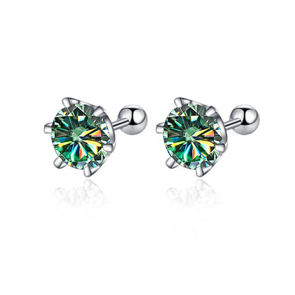 Moissanite Screw Stud Earrings 0.5-2ct D Color 925 Sterling Silver Wedding Studs