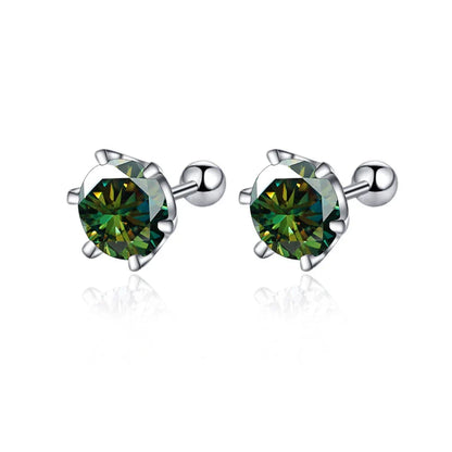 Moissanite Screw Stud Earrings 0.5-2ct D Color 925 Sterling Silver Wedding Studs