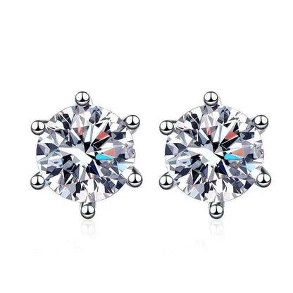 Moissanite Screw Stud Earrings 0.2-2CT D Color 925 Sterling Silver 6 Prong