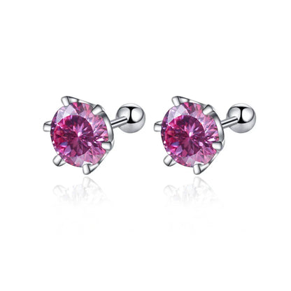 Moissanite Screw Stud Earrings 0.5-2ct D Color 925 Sterling Silver Wedding Studs