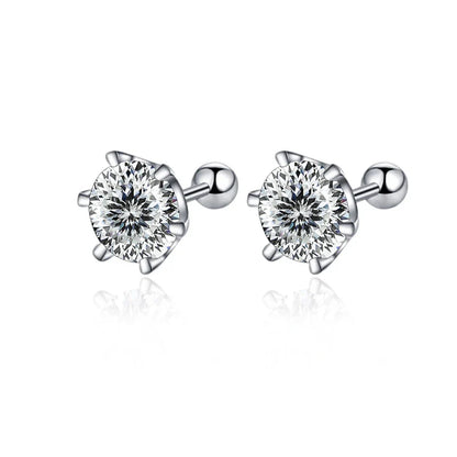 Moissanite Screw Stud Earrings 0.5-2ct D Color 925 Sterling Silver Wedding Studs