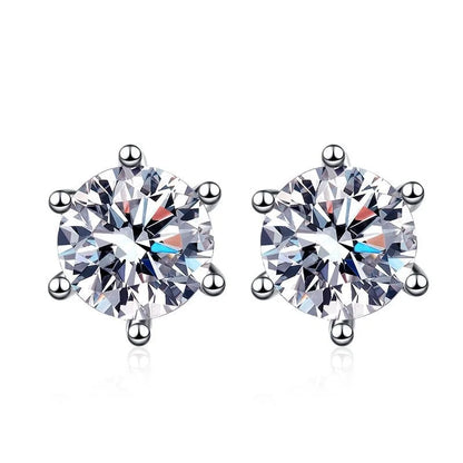 Moissanite Screw Stud Earrings D Color 6-Prong 925 Sterling Silver Wedding