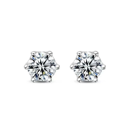 Moissanite Screw Stud Earrings D Color 6-Prong 925 Sterling Silver Wedding