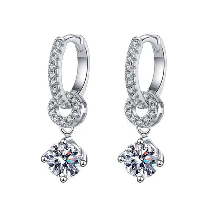 Moissanite 925 Sterling Silver Diamond Drop Earrings For Women Wedding Party