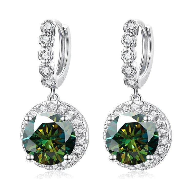 Moissanite 925 Sterling Silver Round D Color Drop Earrings Valentine's Gift