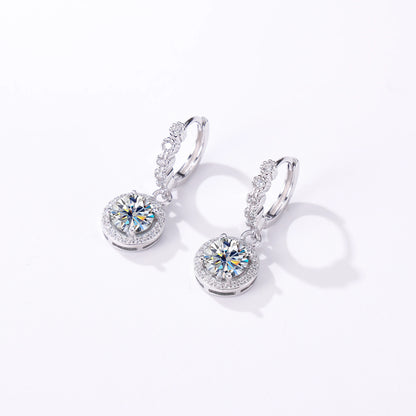 Moissanite 925 Sterling Silver Round D Color Drop Earrings Valentine's Gift