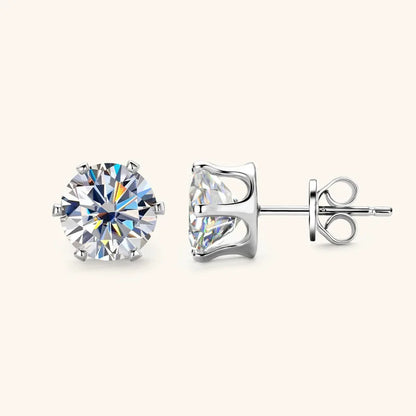 Moissanite Stud Earrings 0.2-6 Carat D-E Color 925 Sterling Silver