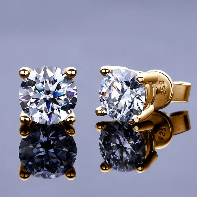 Moissanite Stud Earrings 0.3-2ct Round Certified 925 Sterling Silver Wedding