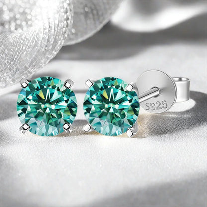 Moissanite Stud Earrings 0.3-3ct Certified S925 Sterling Silver Cyan Colorfast