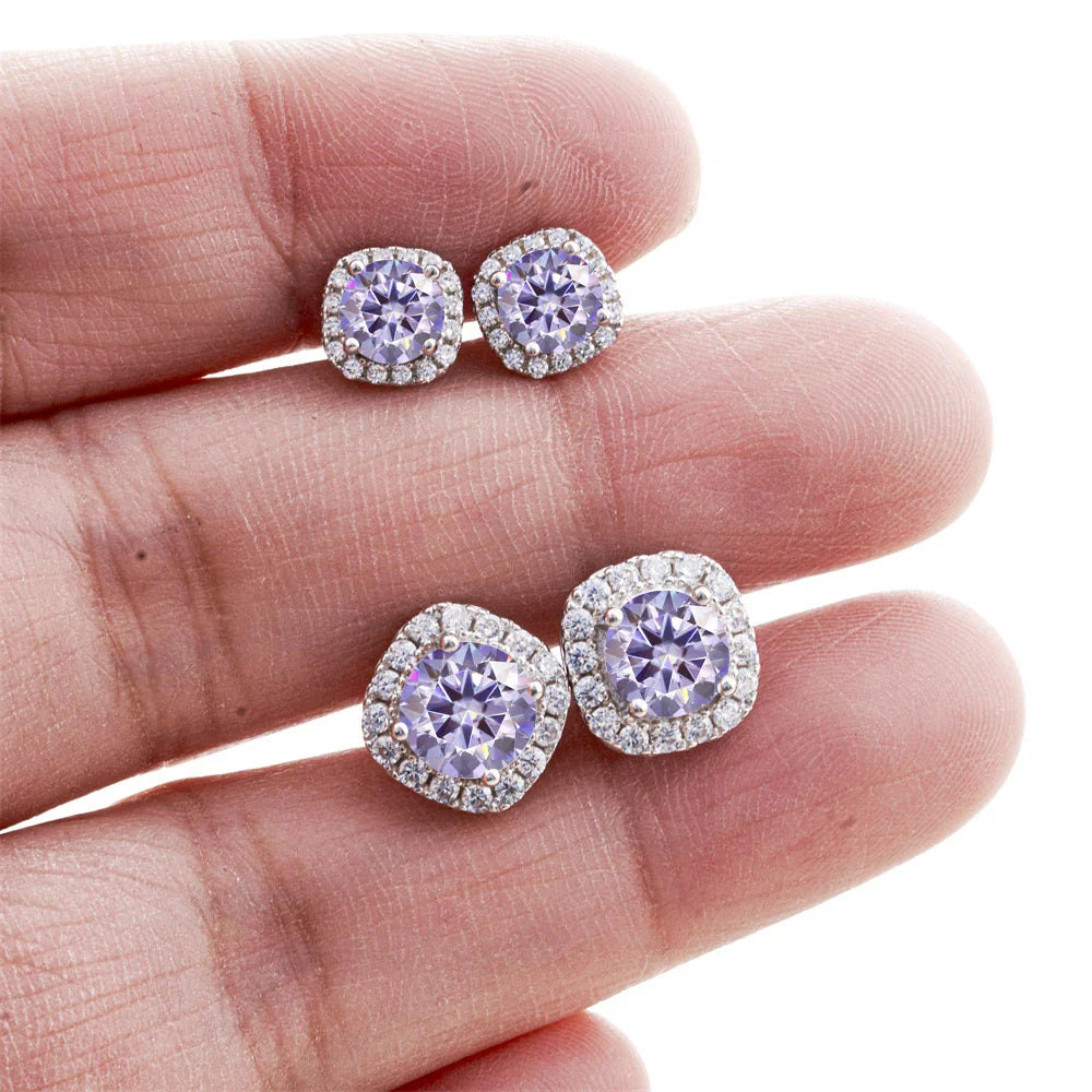 Moissanite Stud Earrings 0.5-1.0CT Multi 925 Sterling Silver 18K Plated Gift