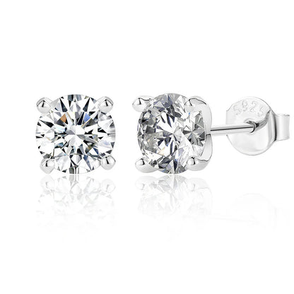 Moissanite 0.5-1.2 Ct D Color Stud Earrings 925 Sterling Silver For Women