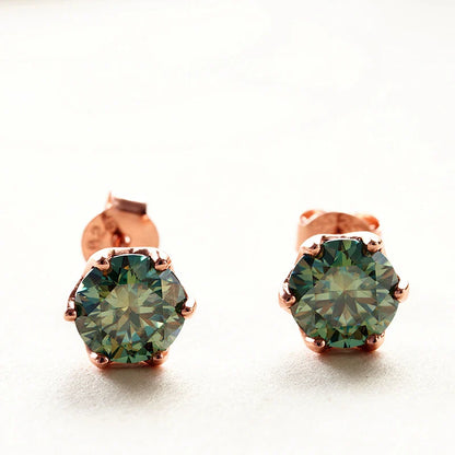 Moissanite Stud Earrings 0.5/1/2 CT Rose Gold Plated Sterling Silver 925