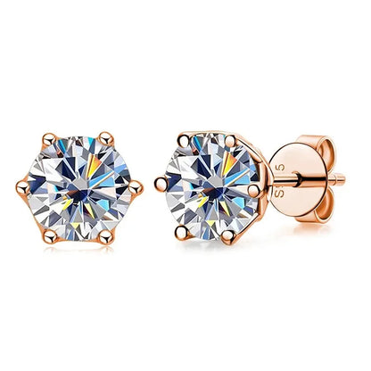 Moissanite Stud Earrings 0.5/1/2 CT Rose Gold Plated Sterling Silver 925