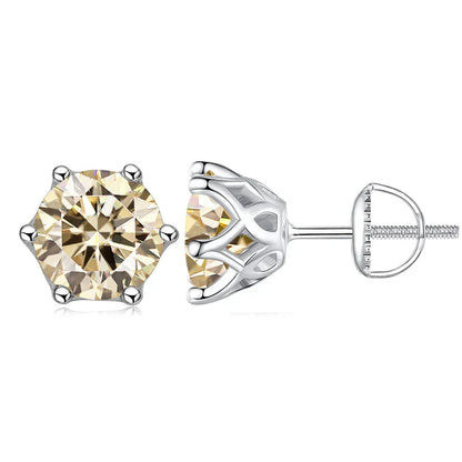 Moissanite Stud Earrings 0.5-2CT S925 Sterling Silver 18K 6-Prong Screw Backs