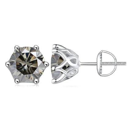 Moissanite Stud Earrings 0.5-2CT S925 Sterling Silver 18K 6-Prong Screw Backs