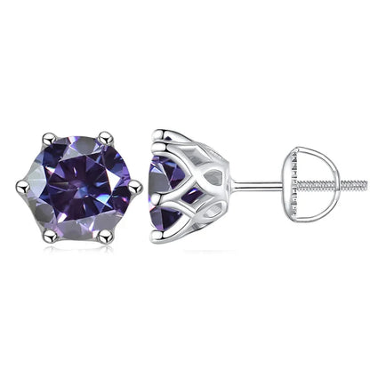 Moissanite Stud Earrings 0.5-2CT S925 Sterling Silver 18K 6-Prong Screw Backs