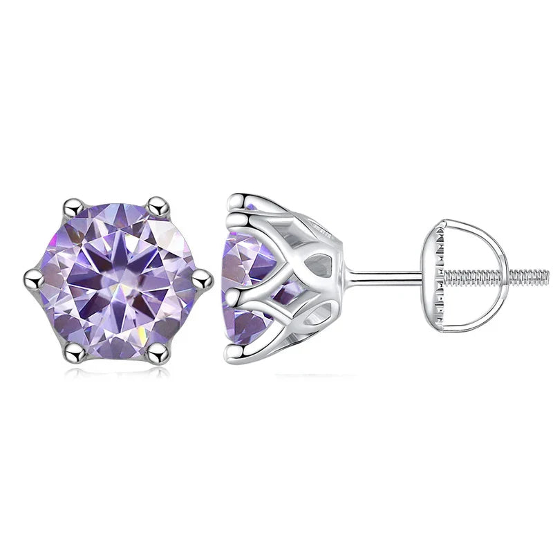 Moissanite Stud Earrings 0.5-2CT Screw Back S925 Sterling Silver 18K Plated