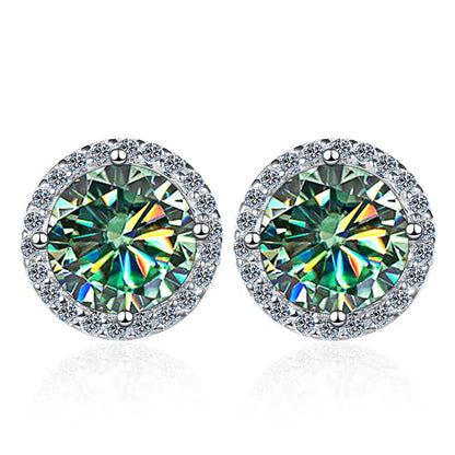 Moissanite Stud Earrings 0.8ct D Color 925 Sterling Silver 18K White Gold