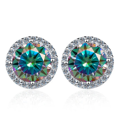 Moissanite Stud Earrings 0.8ct D Color 925 Sterling Silver 18K White Gold