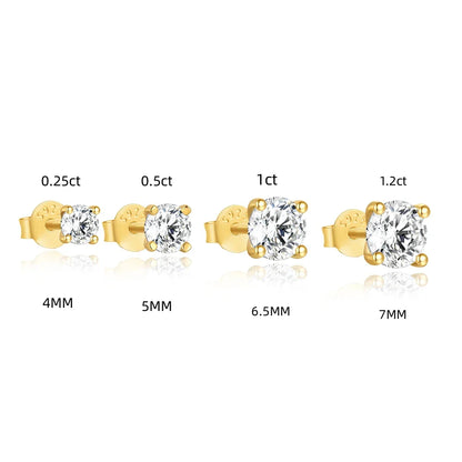 Moissanite 0.25-1.2 Carat D Color 925 Sterling Silver Stud Earrings Women